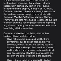 Appeal to the City asking for help because of unresponsive management.