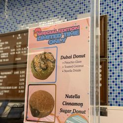 Dainty Donuts - Limited time menu Dubai Donut & Nutella cinnamon sugar donut