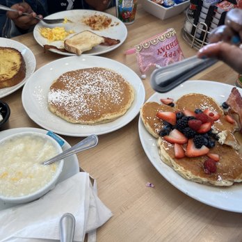 Eggsquisite Cafe - Midlothian - French toast, Grits, pancake, Mickey Mouse pancake. - Breakfast & Brunch Near Me - Midlothian, Texas