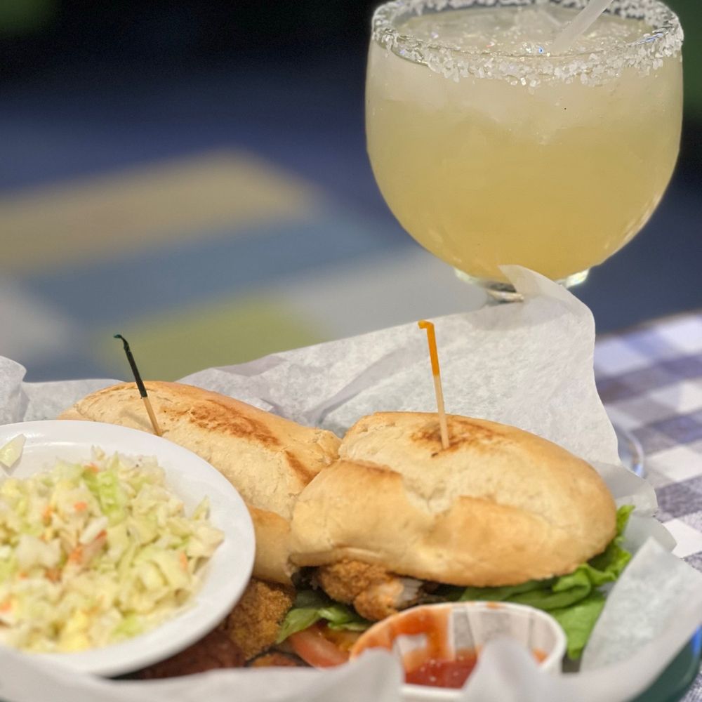 Flying Fish - Blackened shrimp po' boy, margarita - Seafood Near Me - Coppell, Texas Flying Fish - Blackened shrimp po' boy, margarita - Seafood Near Me - Coppell, Texas