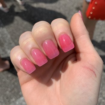 Organic Nails & Spa - The pointer finger is a shade darker than all the rest, and the color isn't opaque you can see my tips. - Nail Salons Near Me - Plant City, Florida Organic Nails & Spa - The pointer finger is a shade darker than all the rest, and the color isn't opaque you can see my tips. - Nail Salons Near Me - Plant City, Florida