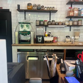 BreakJuicery - a kitchen with a counter and shelves - Juice Bars & Smoothies Near Me - New York, New York BreakJuicery - a kitchen with a counter and shelves - Juice Bars & Smoothies Near Me - New York, New York