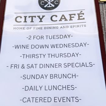 City Cafe - a menu on a table - Salad Near Me - Yuba City, California