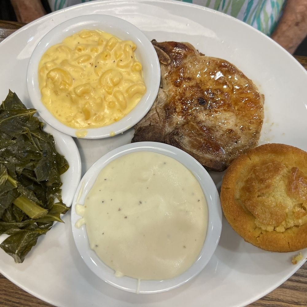 Johnny's Farm House - Pork chop grilled, Mac cheese , collard greens and cornbread. - Chicken Shop Near Me - Concord, North Carolina Johnny's Farm House - Pork chop grilled, Mac cheese , collard greens and cornbread. - Chicken Shop Near Me - Concord, North Carolina