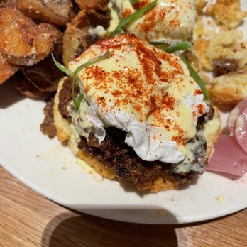 Tupelo Honey Southern Kitchen & Bar - Fried chicken and biscuits Eggs Benedict - Southern Near Me - Myrtle Beach, South Carolina