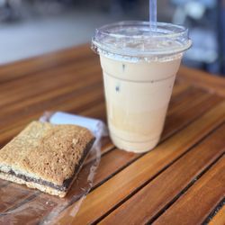 The Annex Coffee and Foods - Fig bar and a iced caramel latte.