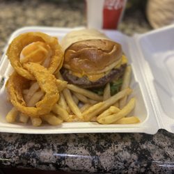 The Hitch Burger Grill - Rancho Cucamonga - Double Stack meal with cheese and bacon. Delicious.