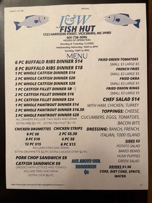 Menu photo 4 J & W Fish Hut Vicksburg, MS