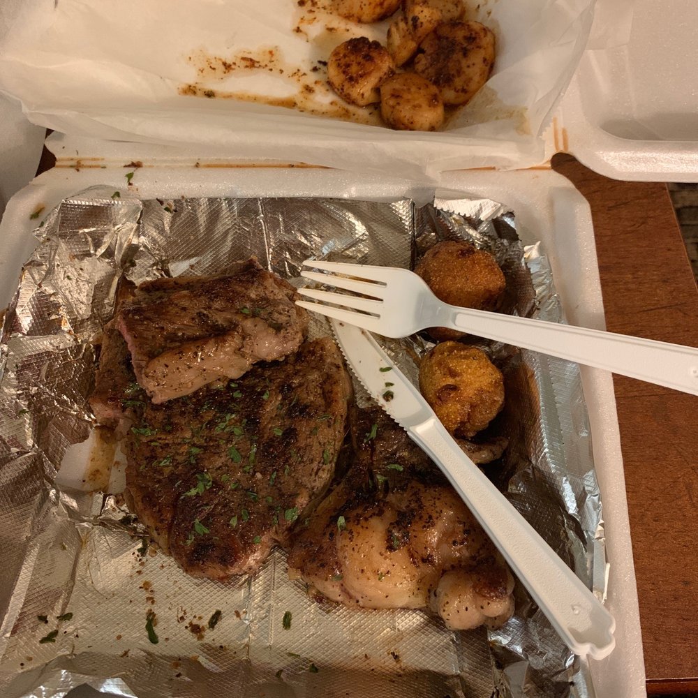 Sea Shells Seafood - Ribeye and blackened scallops - Seafood Near Me - Warner Robins, Georgia Sea Shells Seafood - Ribeye and blackened scallops - Seafood Near Me - Warner Robins, Georgia