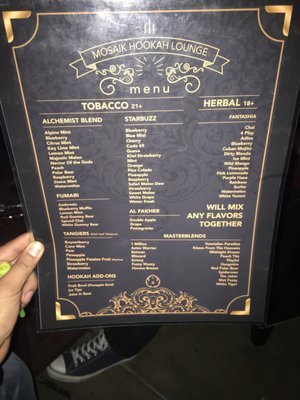 Menu photo 2 Mosaik Hookah Lounge Downey, CA
