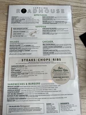Menu photo 3 Carolina Roadhouse Myrtle Beach, SC