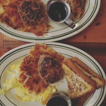Ted's Bulletin 14th - French Toast with Sausage split onto two plates - Breakfast & Brunch Near Me - Washington, DC, District of Columbia Ted's Bulletin 14th - French Toast with Sausage split onto two plates - Breakfast & Brunch Near Me - Washington, DC, District of Columbia