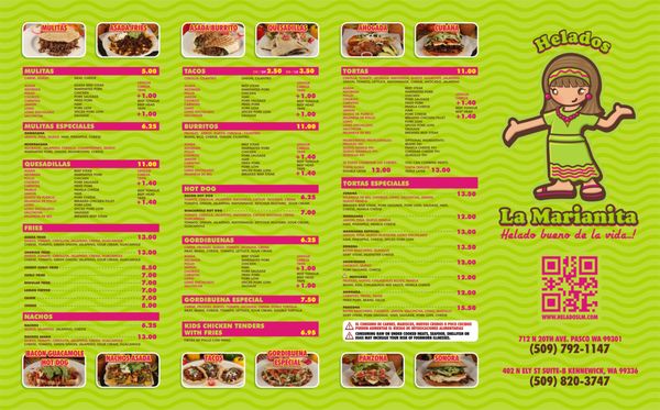 Menu photo 1 Helados La Michoacana Pasco, WA