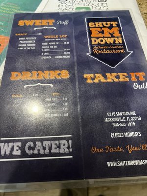 Menu photo 1 Shut Em Down Authentic Southern Restaurant Jacksonville, FL Menu photo 1 Shut Em Down Authentic Southern Restaurant Jacksonville, FL