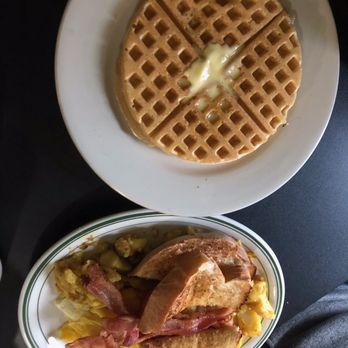 Cafe 56 - Breakfast special, eggs, home fries, bacon, toast and a great big waffle on the side. - Diners Near Me - Norfolk, New York