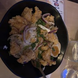 Hot fried chicken dish. Hot fried chicken dish.