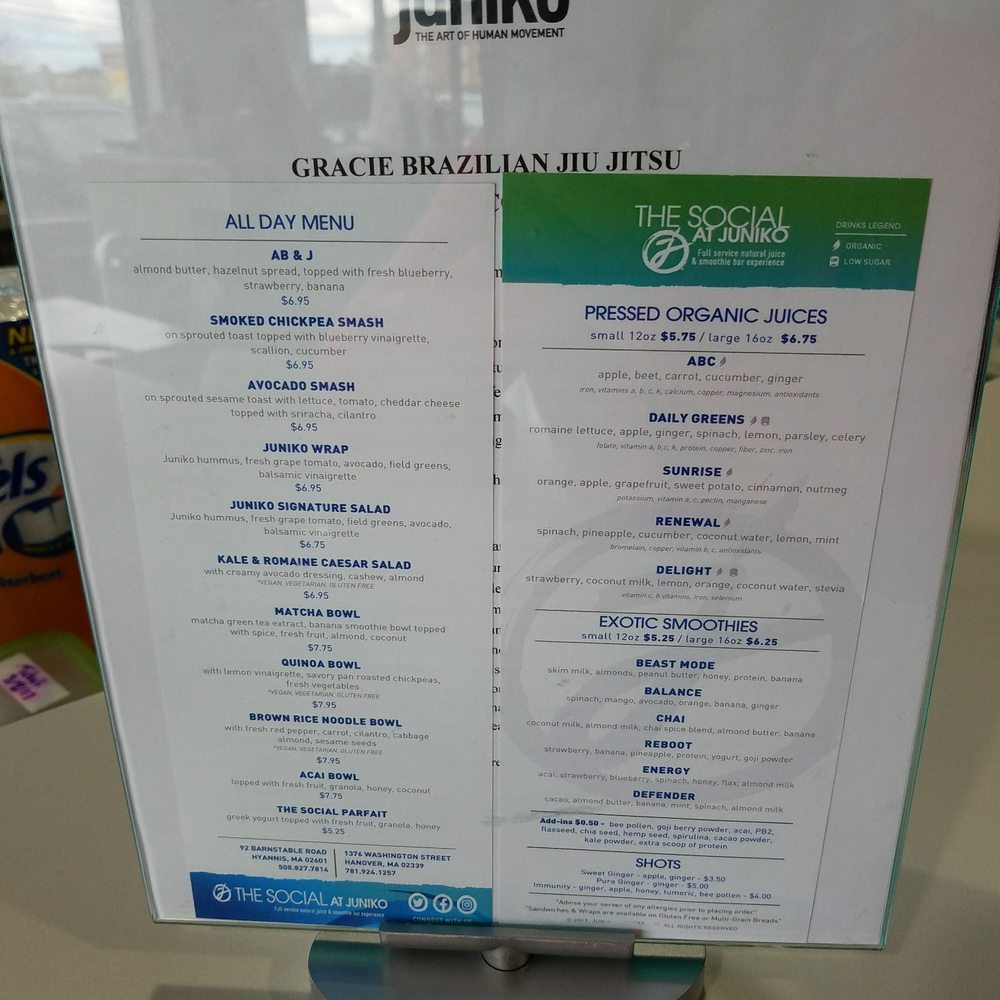 Juniko - Menu - Yoga Near Me - Hanover, Massachusetts Juniko - Menu - Yoga Near Me - Hanover, Massachusetts