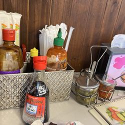 Condiments at table. No salt but you can ask for it.