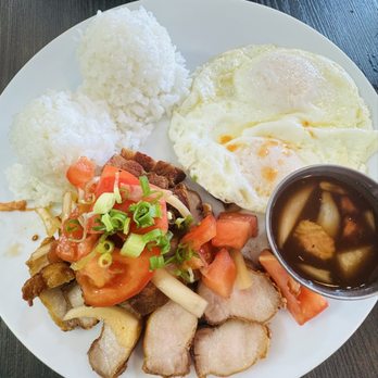 Jessica's - Breakfast: Lechon Kawali, over easy eggs with white rice - Breakfast & Brunch Near Me - Aiea, Hawaii Jessica's - Breakfast: Lechon Kawali, over easy eggs with white rice - Breakfast & Brunch Near Me - Aiea, Hawaii