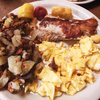 Home Style Cafe - Grilled catch of the day with a side of biscuits ( not in photo), potatoes and scrambled eggs. - American Near Me - Fort Bragg, California Home Style Cafe - Grilled catch of the day with a side of biscuits ( not in photo), potatoes and scrambled eggs. - American Near Me - Fort Bragg, California