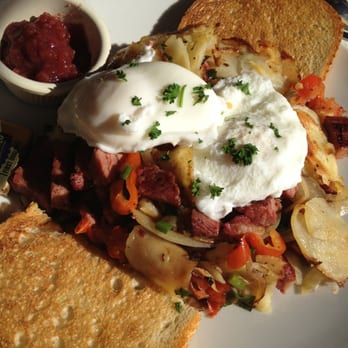 Cafe M - Corned beef hash, poached eggs, & sourdough toast! - Breakfast & Brunch Near Me - Berkeley, California