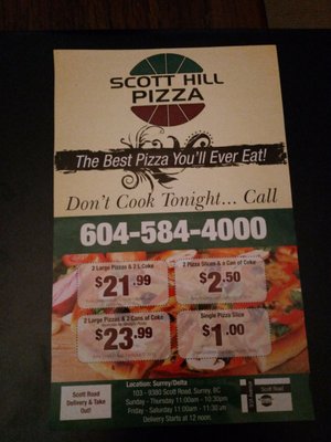 Menu photo 1 Scott Hill Pizza Surrey, BC