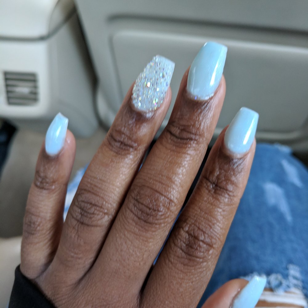 Loveaux Nail & Wax Studio - Icy blue coffin-square shape nails. Forgive the blur. - Nail Salons Near Me - Silver Spring, Maryland Loveaux Nail & Wax Studio - Icy blue coffin-square shape nails. Forgive the blur. - Nail Salons Near Me - Silver Spring, Maryland