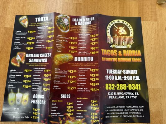 Menu photo 2 Birrieria El Compadre Pearland, TX Menu photo 2 Birrieria El Compadre Pearland, TX