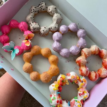 Mochi Dough - Troy - All 6 specialty donuts together: black sesame, taro, funnel cake, rose garden, churro, and fruity pebble - Donuts Near Me - Troy, Michigan Mochi Dough - Troy - All 6 specialty donuts together: black sesame, taro, funnel cake, rose garden, churro, and fruity pebble - Donuts Near Me - Troy, Michigan
