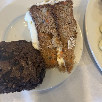 The Pier at Harborside - Desserts - carrot cake and brownie from the dessert station - American Near Me - Chicago, Illinois The Pier at Harborside - Desserts - carrot cake and brownie from the dessert station - American Near Me - Chicago, Illinois
