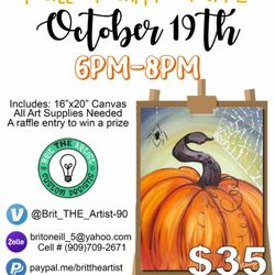 Brit THE Artist - Join me at Tuscano's in Yucaipa on October 19th from 6-8pm. $35 per person. Includes a 16x20" canvas, all art supplies, and a raffle entry!