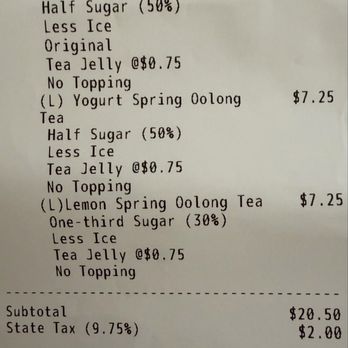 Oolong Tea Project - Receipt - Bubble Tea Near Me - Rowland Heights, California Oolong Tea Project - Receipt - Bubble Tea Near Me - Rowland Heights, California