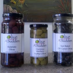 Olive A' Sudden - A variety of Olives, tapandes, dipping spices etc..