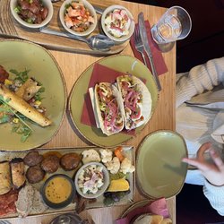 Cafe Des Amis - Duck picadillo tacos, pork belly taco (i think), ceviche, antojitos for two
