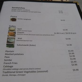 Jambo Restaurant - Menu - African Near Me - Ottawa, Ontario