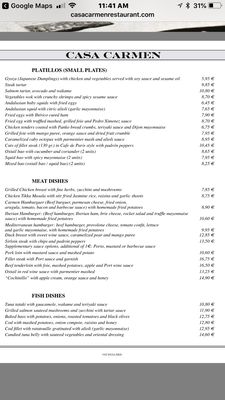 Menu photo 2 Casa Carmen Platillos Barcelona, B Menu photo 2 Casa Carmen Platillos Barcelona, B
