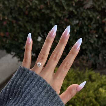 Nail Bar - Mountain View - French ombré with pearl chrome powder - Nail Salons Near Me - Mountain View, California