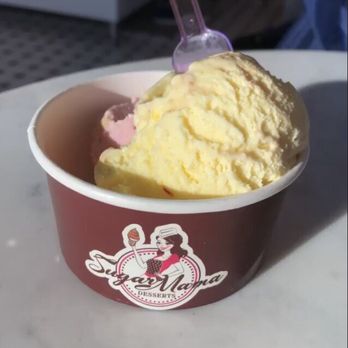 Sugar Mama Desserts - This is a double scoop of their saffron rose and strawberry flavor, both made in house with organic ingredients. - Ice Cream & Frozen Yogurt Near Me - Milpitas, California