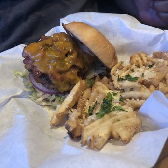 Skip's Kitchen - Bacon & Cheddar with Garlic Parmesan Fries - Burgers Near Me - Carmichael, California