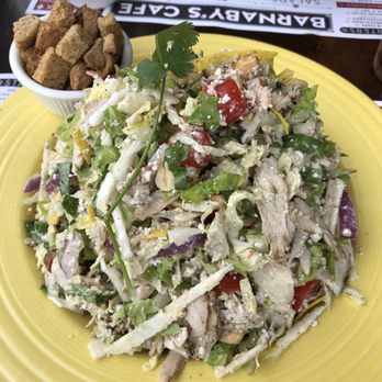 Barnaby's Cafe - Sausalito crunch chicken salad with a side of croutons - American Near Me - Houston, Texas Barnaby's Cafe - Sausalito crunch chicken salad with a side of croutons - American Near Me - Houston, Texas