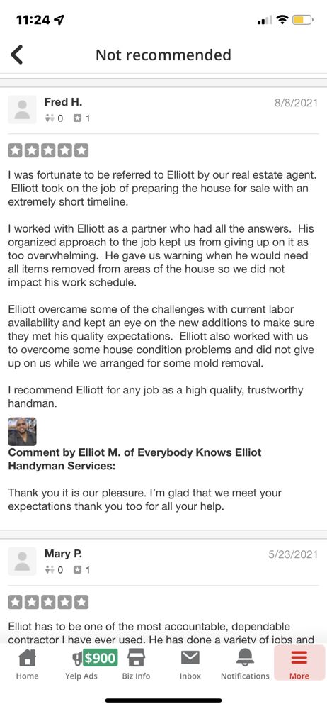 Slide of Everybody Knows Elliot Handyman Services