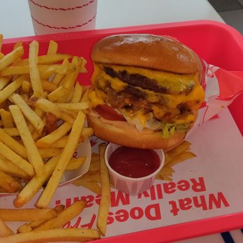 In-N-Out Burger - Cheeseburger with grilled onions and a side of fries. The fries are ok but the cheeseburger is outstanding. - Burgers Near Me - Windcrest, Texas In-N-Out Burger - Cheeseburger with grilled onions and a side of fries. The fries are ok but the cheeseburger is outstanding. - Burgers Near Me - Windcrest, Texas