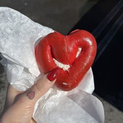 Heart shaped bagels on Valentine's Day