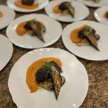 Fiddlehead Chef - Braised short ribs over brown butter sweet potato puree and seared zucchini - Personal Chefs Near Me Fiddlehead Chef - Braised short ribs over brown butter sweet potato puree and seared zucchini - Personal Chefs Near Me