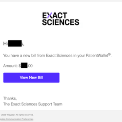 Exact Sciences - Cologuard / Exact Sciences online billing reminder