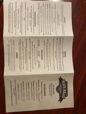 Menu photo 2 Hog's Head Bar & Grill Pittsburgh, PA