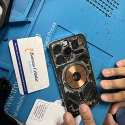 Banana Cellular Solutions - IPhone 13 Pro mid-repair, with back glass removed