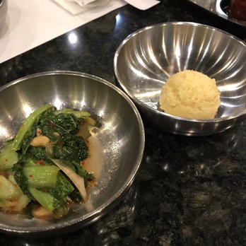 Tang 190 - banchan (spicy bok choy? and potato salad) - Korean Near Me - Irvine, California