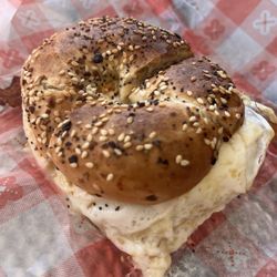 Downtown Coffee Shop - Bacon egg and cheese on everything bagel