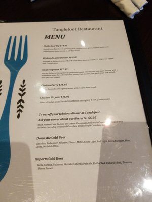 Menu photo 1 Tanglefoot Bar and Grill Hudson's Hope, BC